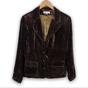 Coldwater Creek Crushed Velvet Jacker Blazer Brown Size Medium